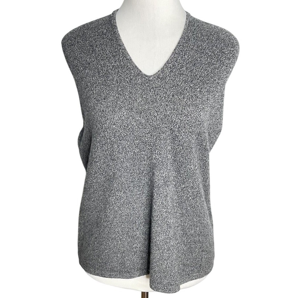 Valerie Stevens Gray V Neck Cashmere Sleeveless‎ Sweater Tank Top L